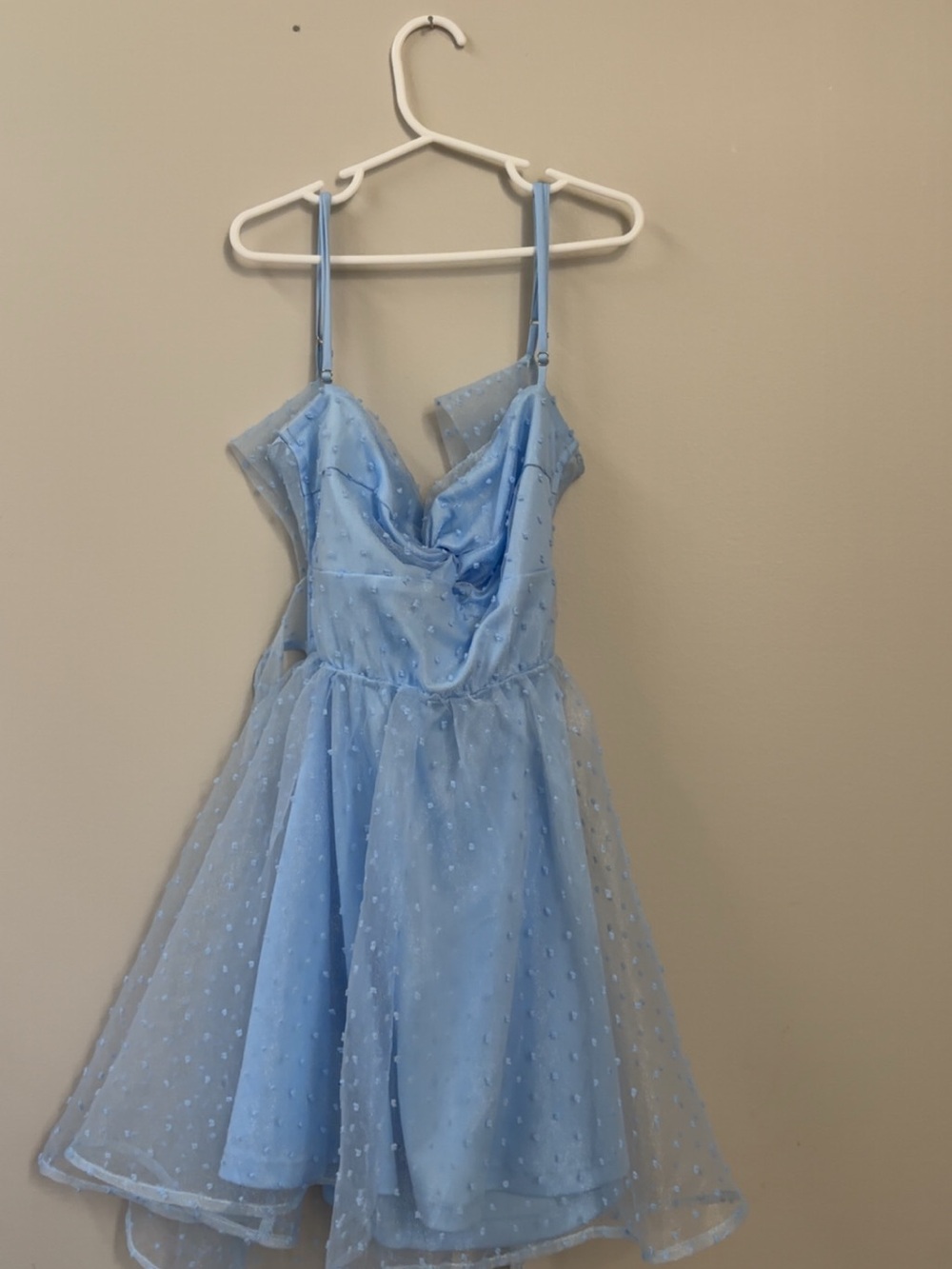 Lucy in the Sky Light Blue Dot Mesh Party Dress